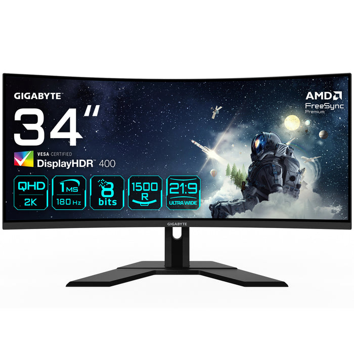 Gigabyte G34WQCP 34" UltraWide Quad HD Curved Gaming Monitor | 3440 x 1440 180Hz 1ms HDMI DP