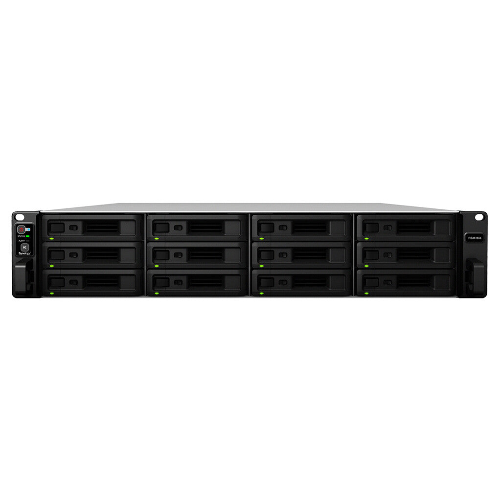 Synology RackStation RS3618xs Rack (2U) NAS | 12-bay, HDD & SSD, Intel Xeon D CPU, 8 GB GB RAM, 4 x LAN Ports