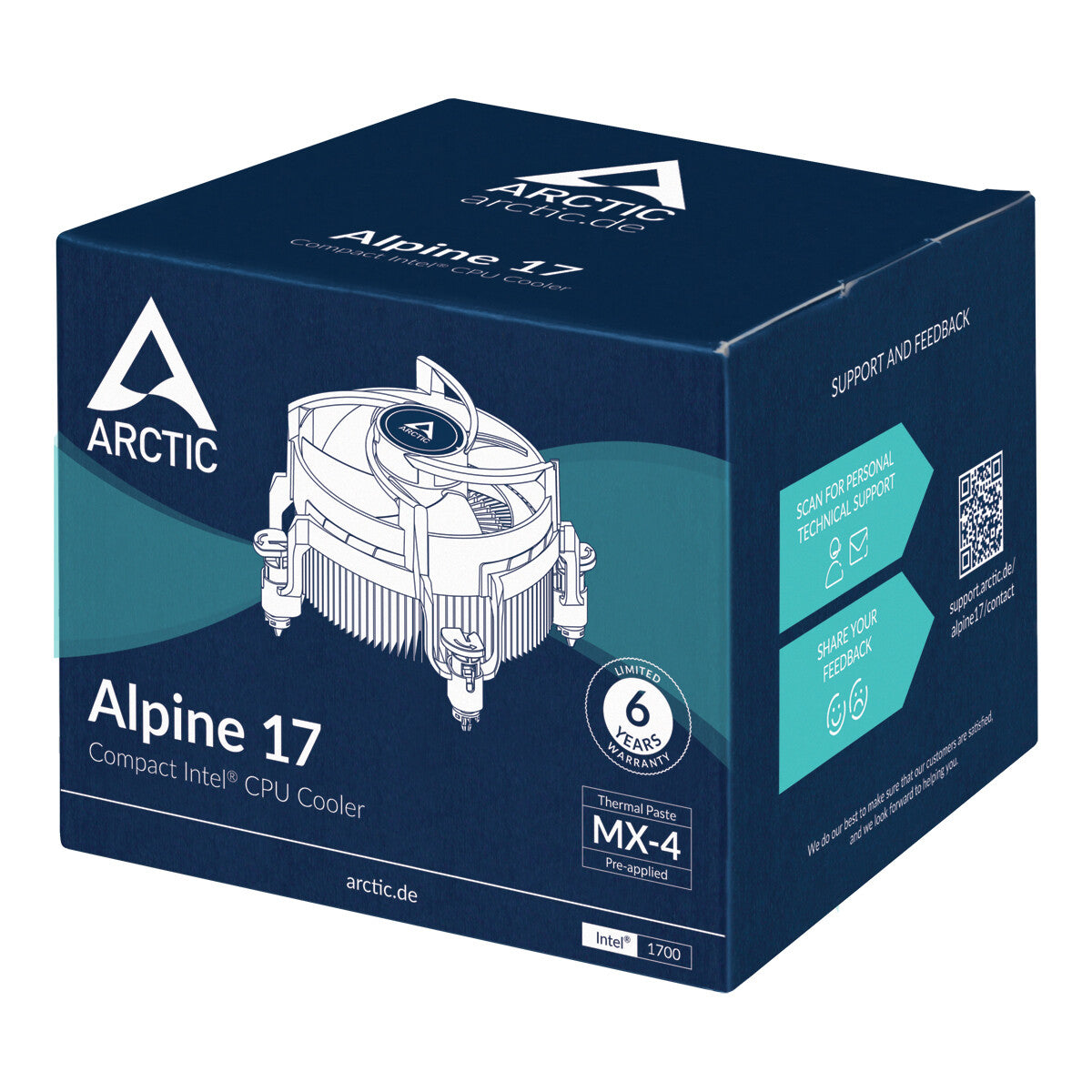 ARCTIC Alpine 17 CPU Cooler | 90mm 2000 RPM PWM Fluid Dynamic Bearing (FDB) Low Profile Intel Compatible Black