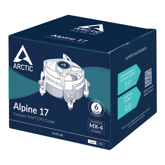 ARCTIC Alpine 17 CPU Cooler | 90mm 2000 RPM PWM Fluid Dynamic Bearing (FDB) Low Profile Intel Compatible Black