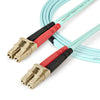 StarTech.com Aqua OM4 Duplex Multimode Fiber Optic Cable - 100 Gb - 50/125 - LSZH - LC/LC - 5 m~5m (15ft) LC/UPC to LC/UPC OM4 Multimode Fiber Optic Cable, 50/125µm LOMMF/VCSEL Zipcord Fiber, 100G Networks, Low Insertion Loss, LSZH Fiber Patch Cord
