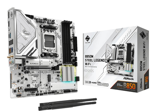Asrock B850M Steel Legend WiFi mATX Motherboard | AM5 | 4x DDR5 Slots | Wi-Fi 7