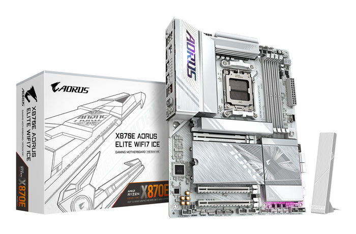 Gigabyte X870E AORUS ELITE WIFI7 ICE ATX Motherboard | AM5 | 4x DDR5 Slots | Wi-Fi 7