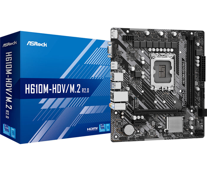Asrock H610M-HDV/M.2 R2.0 mATX Motherboard | LGA1700 | 2x DDR4 Slots