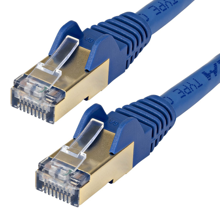 StarTech 5m CAT6a Ethernet Cable - 10 Gigabit Shielded Snagless RJ45 100W PoE Patch Cord - 10GbE STP Network Cable w/Strain Relief - Blue Fluke Tested/Wiring is UL Certified/TIA