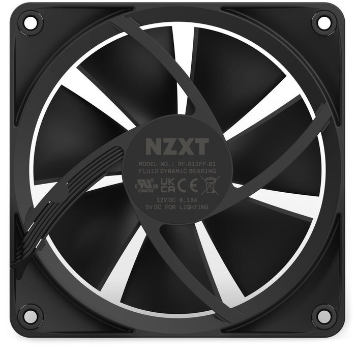 NZXT F120 RGB Case Fan | 120mm 1800 RPM 50.18 CFM RGB Fluid Dynamic Bearing (FDB) Black