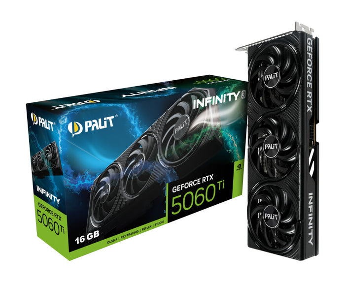 Palit GeForce RTX 5060 Ti 16 GB GDDR7 Overclocked Graphics Card | PCIe 5.0 | 3 x DP and 1 x HDMI | Active Cooling