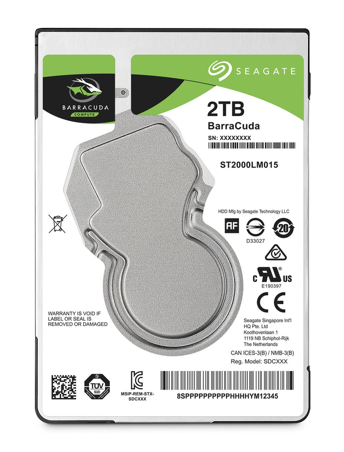 Seagate BarraCuda 2.5" 2 TB 2.5" 5400 RPM Laptop HDD | Serial ATA III