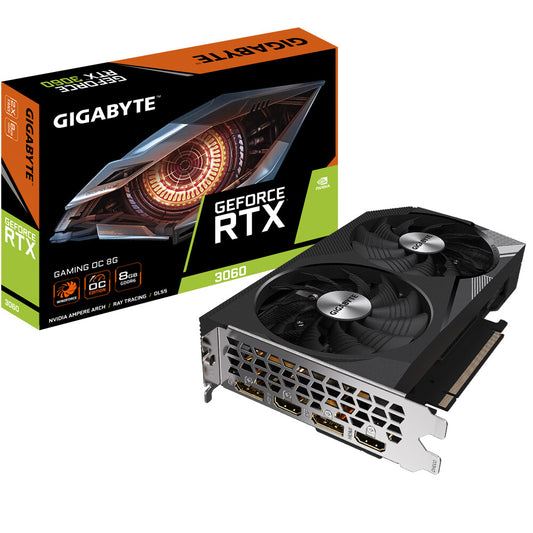 Gigabyte GeForce RTx 3060 8 GB GDDR6 Overclocked Graphics Card | PCIe 4.0 | 2 x DP and 2 x HDMI | Active Cooling
