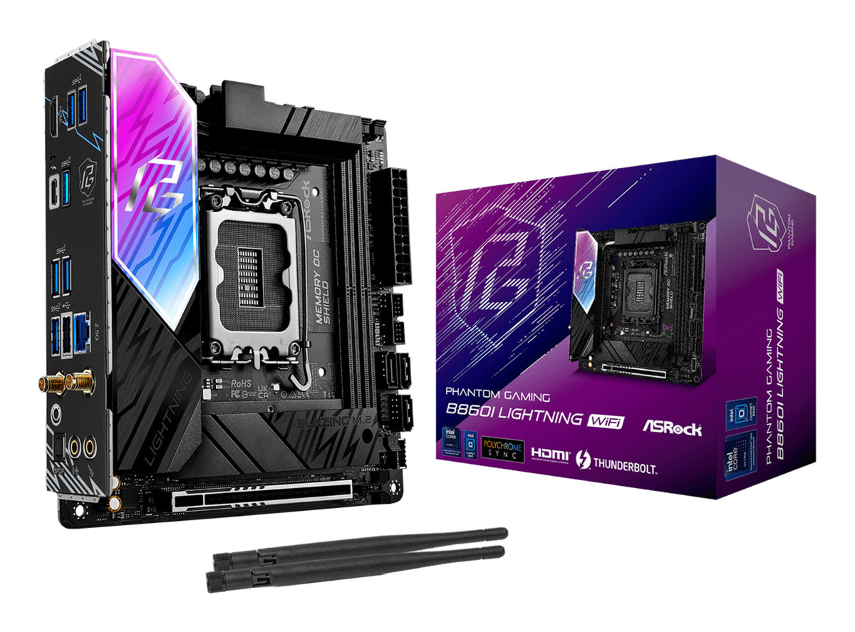 Asrock B860I Lightning WiFi mini ITX Intel Motherboard | LGA1851 Socket - 2 x DDR5 Memory Slots