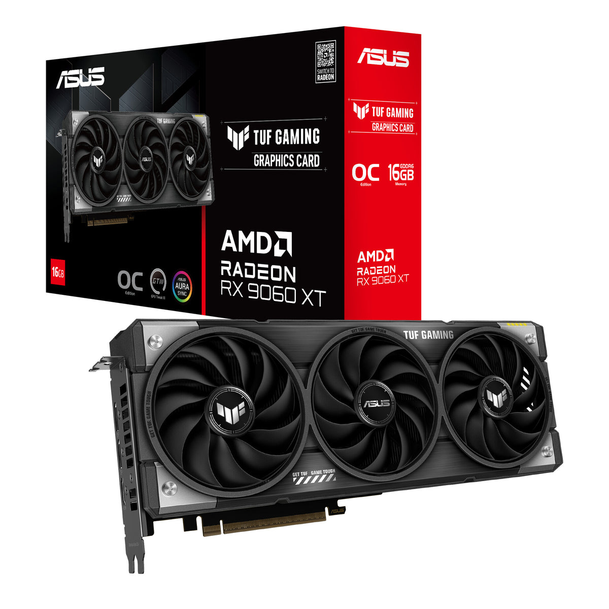 ASUS Radeon RX 9060 XT 16 GB GDDR6 Graphics Card | PCIe 5.0 | 2 x DP and 1 x HDMI | Active Cooling