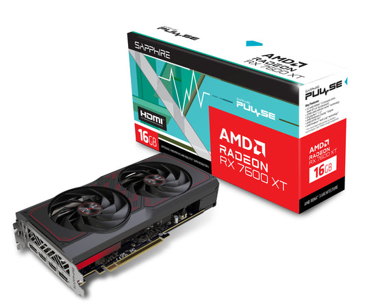 Sapphire Radeon RX 7600 XT 16 GB GDDR6 Overclocked Graphics Card | PCIe 4.0 x8 | 2 x DP and 2 x HDMI | Active Cooling