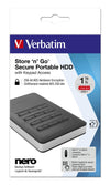 Verbatim Store 'n' Go Secure Portable HDD with Keypad Access 2TB 2 TB Encrypted External HDD | USB 3.2  Black, Silver