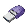 Kingston Technology DataTraveler microDuo 3C USB flash drive 128 GB USB Type-A / USB Type-C 3.2 Gen 1 (3.1 Gen 1) Stainless steel, Purple