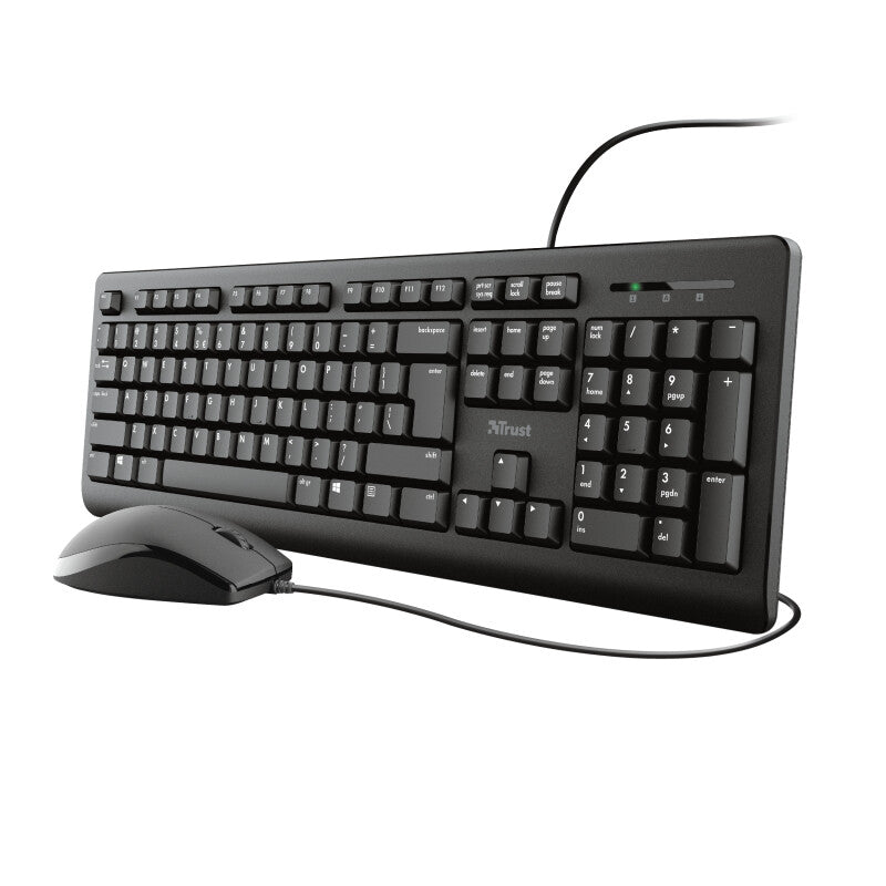 Trust TKM-250 Keyboard | Wired, QWERTY, Black, Mouse Included