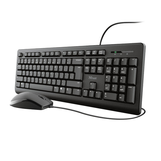 Trust TKM-250 Keyboard | Wired, QWERTY, Black, Mouse Included