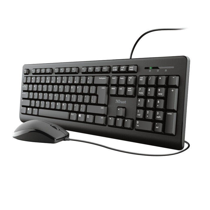 Trust TKM-250 Keyboard | Wired, QWERTY, Black, Mouse Included
