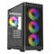 Zephyr Black ARGB Gaming Case w/ Glass Window, Micro ATX, 4x ARGB Fans, 6-Port PWM ARGB Fan Hub & Remote Control, Mesh Front