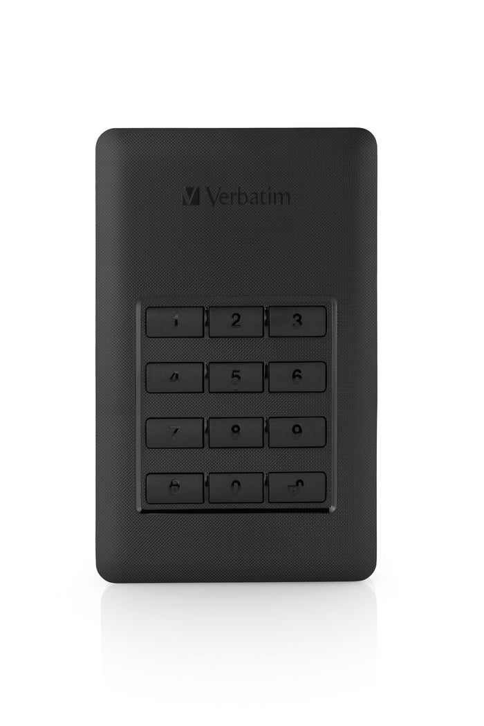 Verbatim Store 'n' Go Secure Portable HDD with Keypad Access 2TB 2 TB Encrypted External HDD | USB 3.2  Black, Silver
