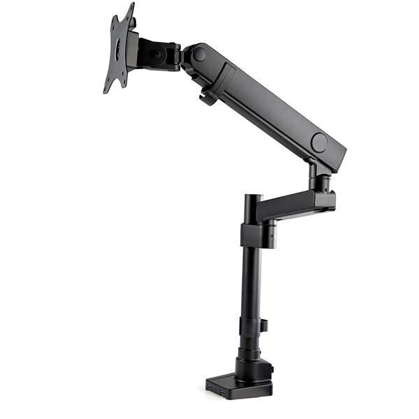 Desk Mount Monitor Arm 2x USB 3.0 ports Pole Mount Full Motion Single Arm Monitor Mount up to 34" VESA Display Ergonomic Articulating Arm Desk Clamp Grommet