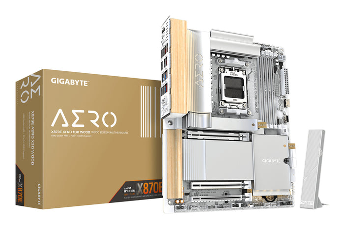 Gigabyte X870E AERO X3D WOOD ATX Motherboard | AM5 | 4x DDR5 Slots | Wi-Fi 7