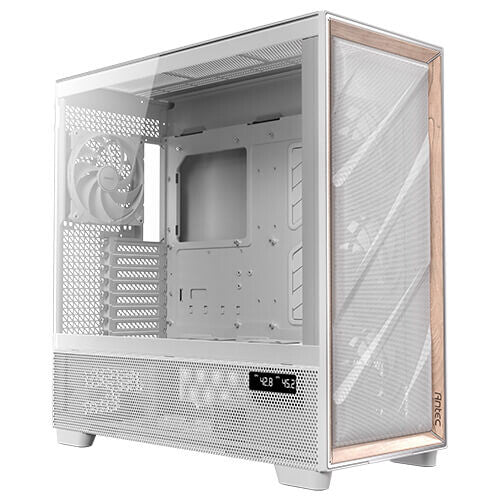 Antec FLUX PRO White EUV ARGB Full Tower PC Case White, Wood | Liquid Cooling Support