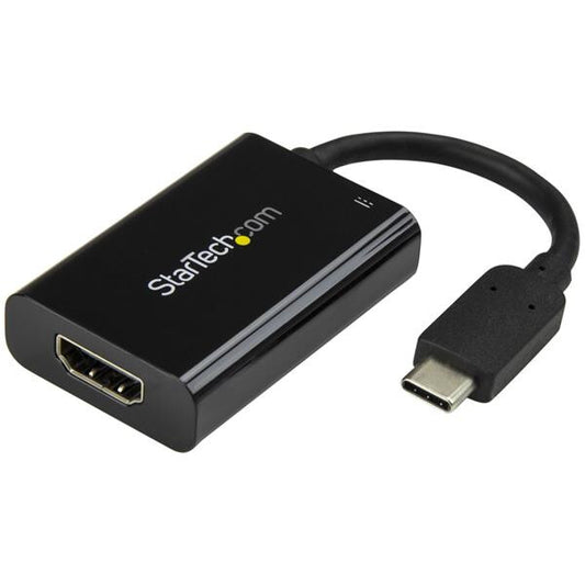 StarTech USB C to HDMI 2.0 Adapter with Power Delivery - 4K 60Hz USB Type-C to HDMI Display Video Converter - 60W PD Pass-Through Charging Port - Thunderbolt 3 Compatible - Black