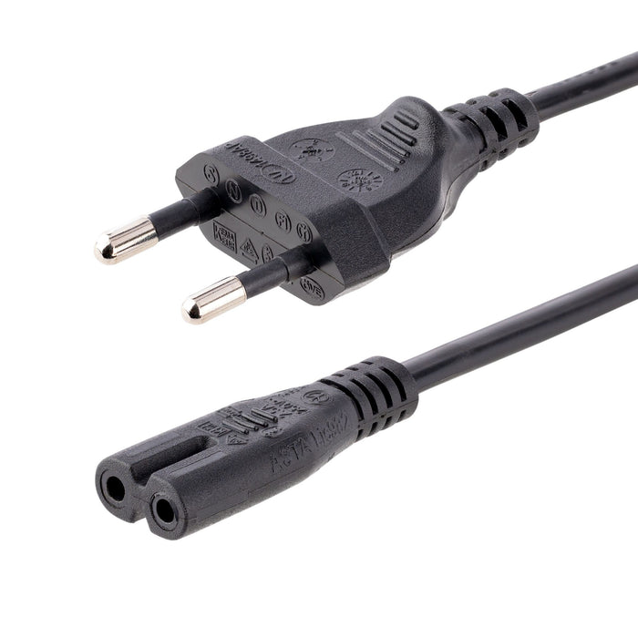 StarTech 2m (6ft) Laptop Power Cord, EU Plug to C7, 2.5A 250V, 18AWG, Laptop Replacement Cord, Printer Power Cable, Laptop Charger Cord, Laptop Power Brick Cord