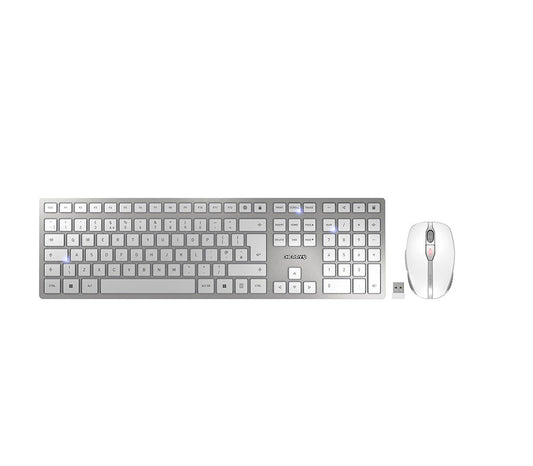 CHERRY DW 9100 SLIM Keyboard | Wireless, QWERTY, Silver, Mouse Included
