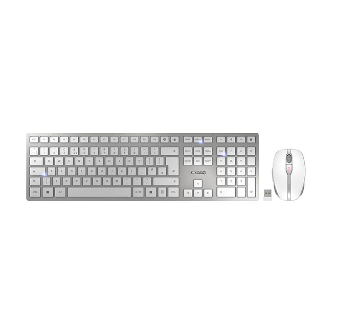 CHERRY DW 9100 SLIM Keyboard | Wireless, QWERTY, Silver, Mouse Included