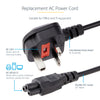 StarTech.com 6ft (2m) UK Laptop Power Cable, BS 1363 to C5 (Clover Leaf), 2.5A 250V, 18AWG, UK Laptop Replacement Cord, Printer Power Cable, Laptop Charger Cord, Laptop Power Brick Cord
