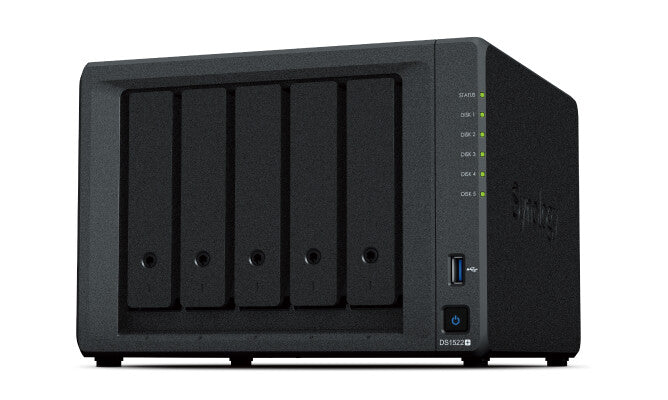 Synology DiskStation DS1522+ Tower NAS with 5 x 8TB HAT5310 Drives | 5-bay, HDD & SSD, AMD Embedded R-Series SoC CPU, 8 GB GB RAM, 4 x LAN Ports