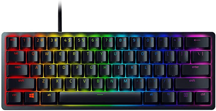 Razer Huntsman Mini Clicky Optical Switch Purple Mechanical Gaming Keyboard | Wired, QWERTY, 60%, Black, Backlit