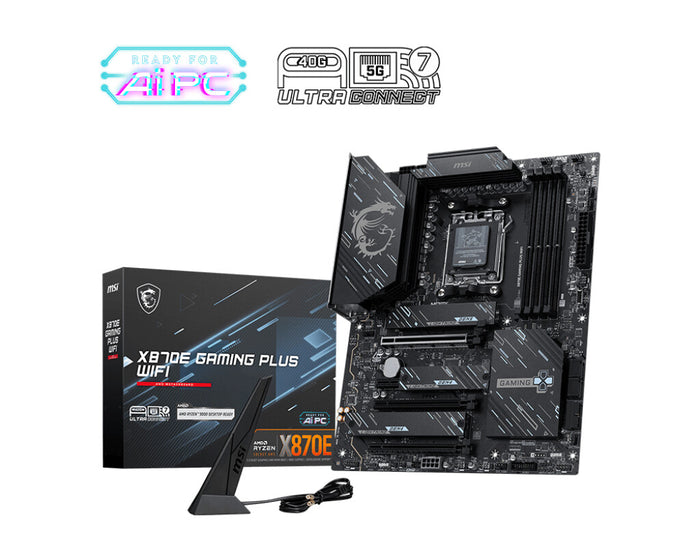 MSI X870E GAMING PLUS WIFI ATX Motherboard | AM5 | 4x DDR5 Slots | Wi-Fi 7