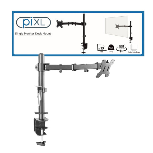 piXL SINGLE ARM monitor mount / stand 68.6 cm (27") Black Desk
