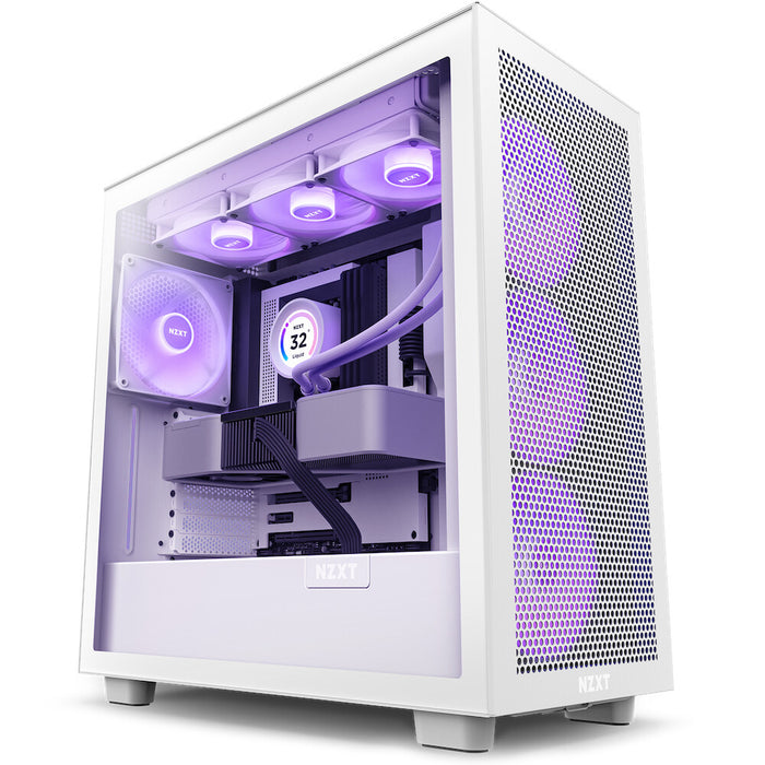 NZXT H7 Flow RGB ARGB Midi Tower PC Case White | Liquid Cooling Support