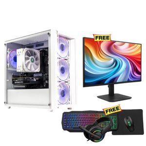 GTR Gaming PC | AMD Ryzen 5 5600X | RTX 5060 Ti 8GB | 16GB 3600MHz RAM | 1TB NVMe SSD | 600W 80+ Bronze PSU | Windows 11 | Wi-Fi - ARGB Glass-White Case with Combo Free