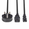 Lindy 2.5m UK 3 Pin Plug to IEC C13 & IEC C7 Splitter Extension Cable, Black