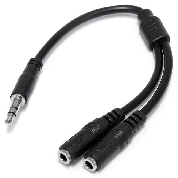 .com Slim Stereo Splitter Cable 3.5mm Male to 2x 3.5mm Female