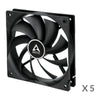 ARCTIC F12 Case Fan | 5-Pack 120mm 1350 RPM 53 CFM Fluid Dynamic Bearing (FDB) Black