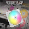 Corsair RS140 ARGB Case Fan | 140mm 1700 RPM 95.5 CFM PWM RGB White
