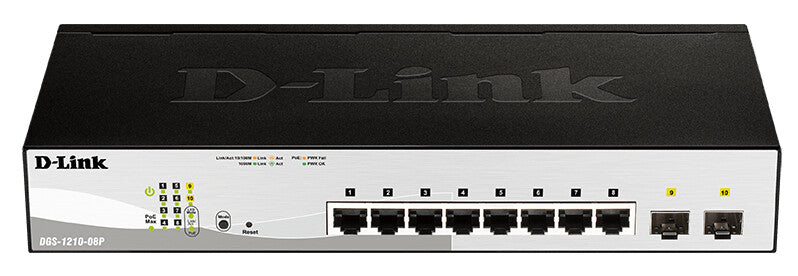 D-Link DGS-1210-08P network switch Managed L2 Gigabit Ethernet (10/100/1000) Power over Ethernet (PoE) Black