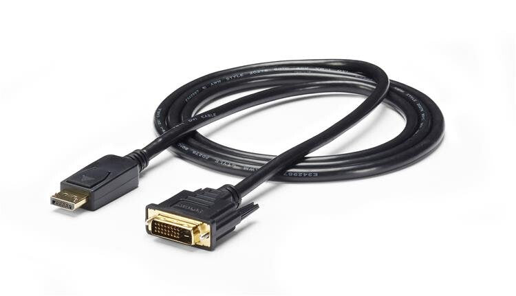 StarTech 6ft (1.8m) DisplayPort to DVI Cable - 1080p Video - DisplayPort to DVI Adapter Cable - DP to DVI-D Converter Single Link - DP to DVI Monitor Cable - Latching DP Connector