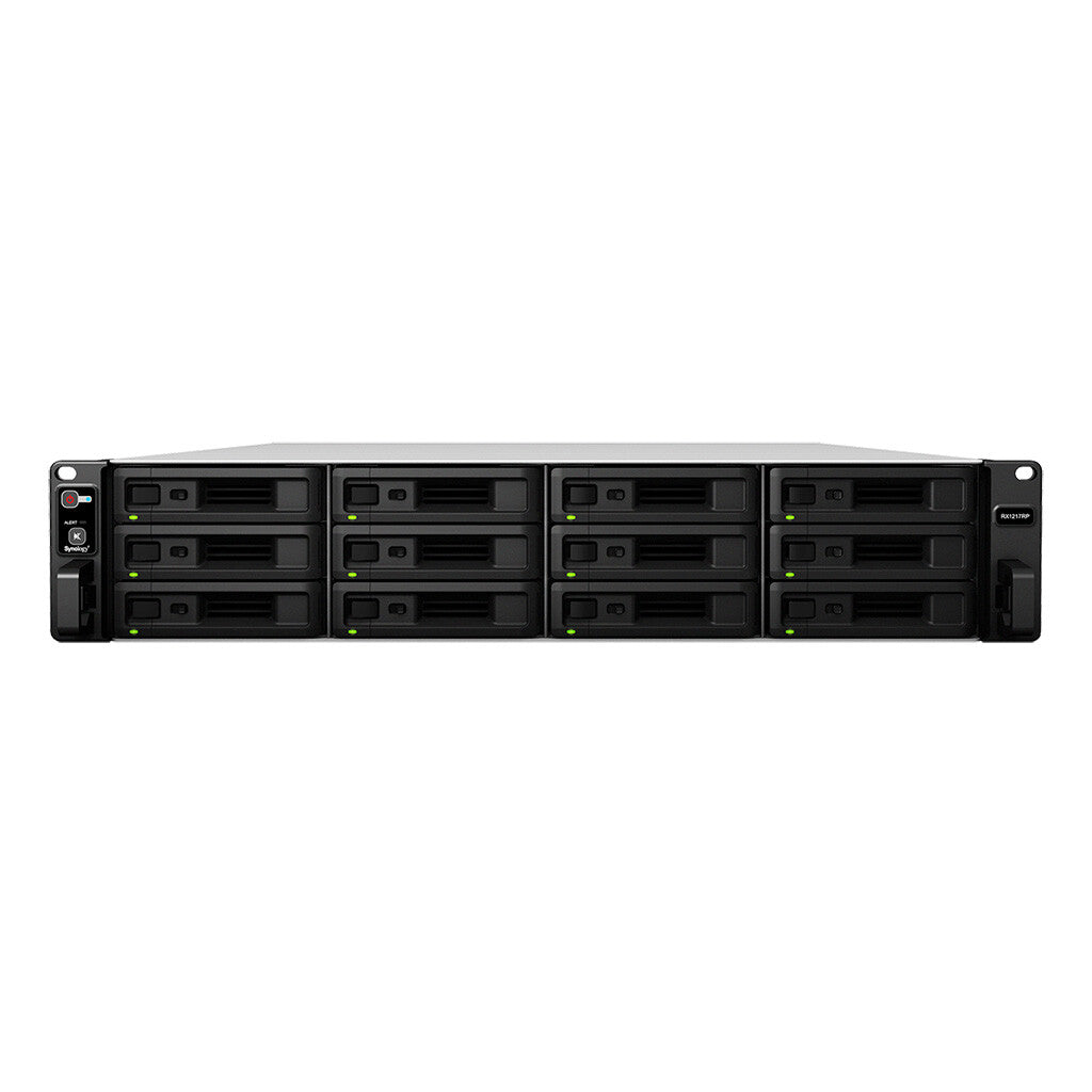 Synology RX1217 12-Bay Rack (2U) Disk Array | HDD & SSD, 168 TB Max, Hot-Swap, Black