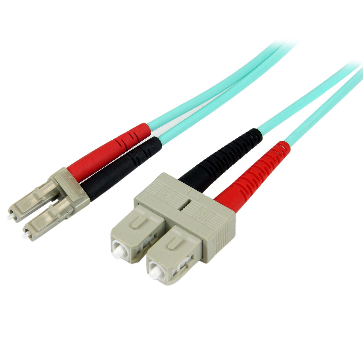 StarTech.com Fiber Optic Cable - 10 Gb Aqua - Multimode Duplex 50/125 - LSZH - LC/SC - 2 m~2m (6ft) LC/UPC to SC/UPC OM3 Multimode Fiber Optic Cable, Full Duplex 50/125µm Zipcord Fiber, 100G Networks, LOMMF/VCSEL,