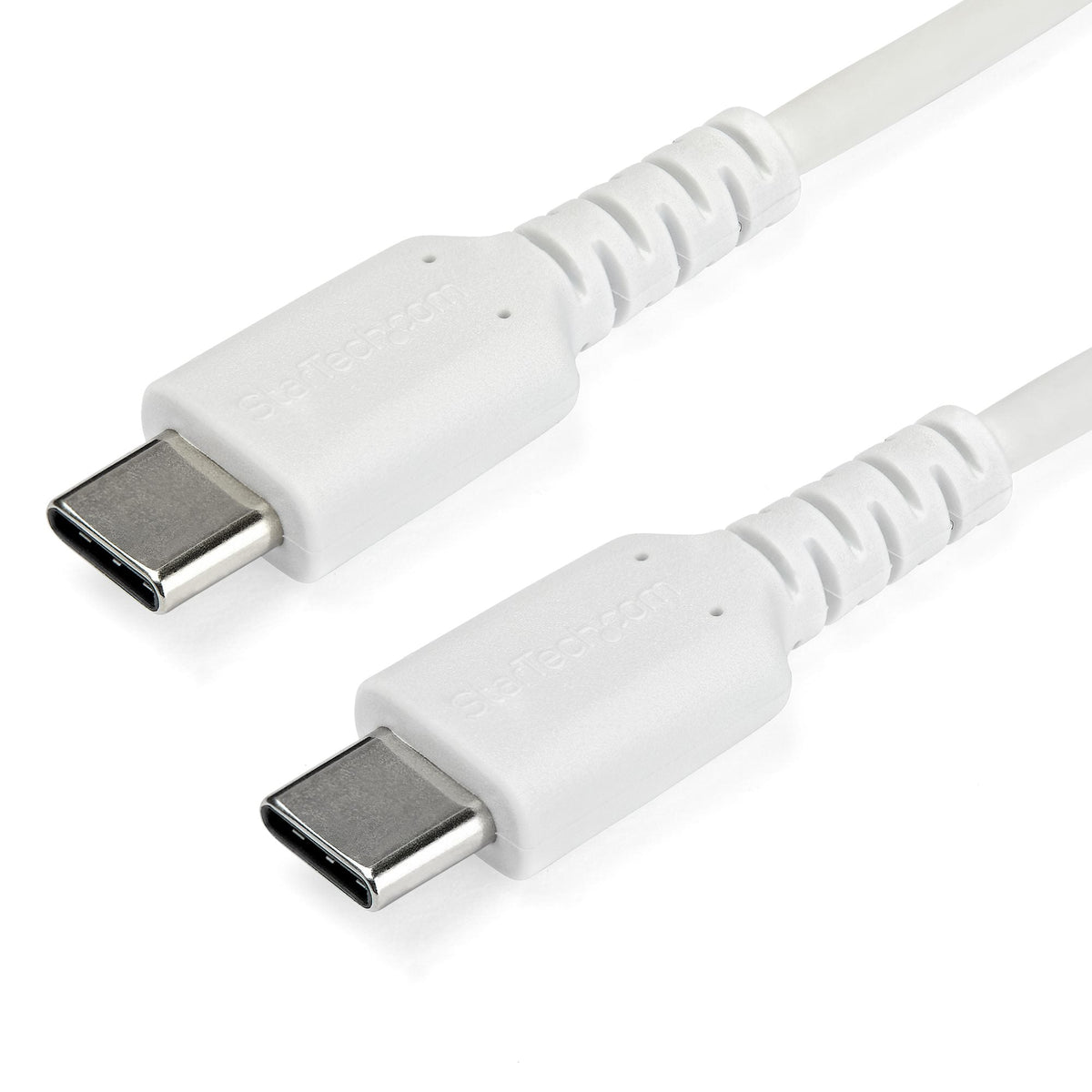 StarTech.com 1m USB C Charging Cable - Durable Fast Charge & Sync USB 2.0 Type C to USB C Laptop Charger Cord - TPE Jacket Aramid Fiber M/M 60W White - Samsung S10 S20 iPad Pro MS Surface