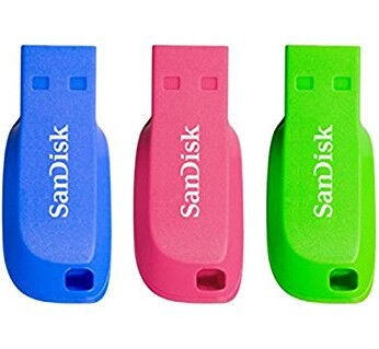 SanDisk Cruzer Blade 16GB USB flash drive USB Type-A 2.0 Blue, Green, Pink