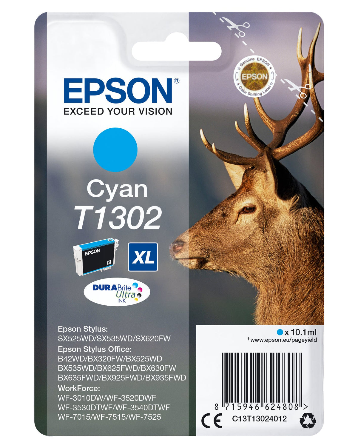 Epson Stag Singlepack Cyan T1302 DURABrite Ultra Ink