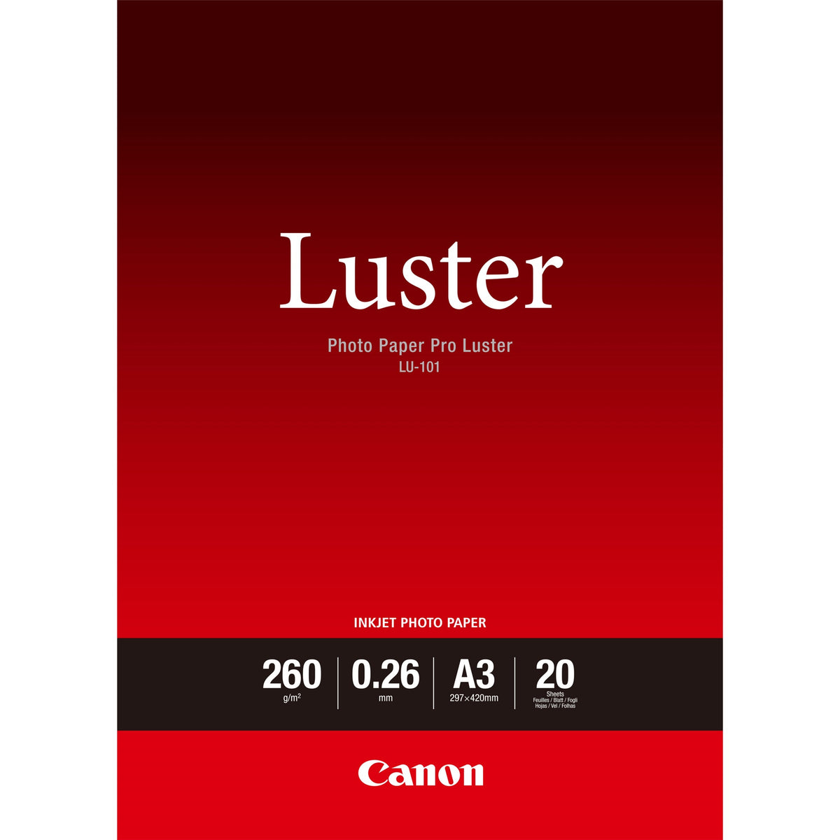 Canon LU-101 Luster Photo Paper Pro A3 - 20 Sheets