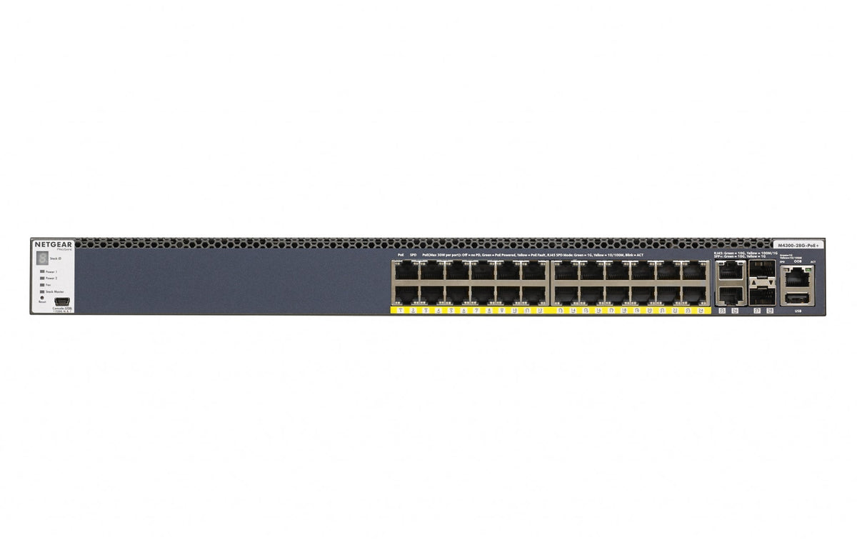 NETGEAR M4300-28G-PoE+ Managed L3 Gigabit Ethernet (10/100/1000) Power over Ethernet (PoE) 1U Black